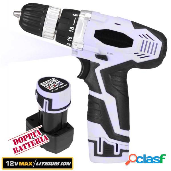 Trade Shop - Trapano Avvitatore A Doppia Batteria Al Litio
