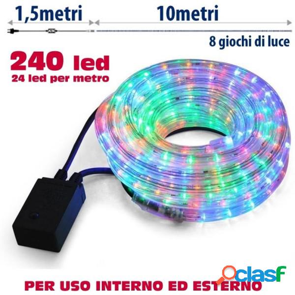 Trade Shop - Tubo Luminoso Natalizio 10 Metri Led Multicolor