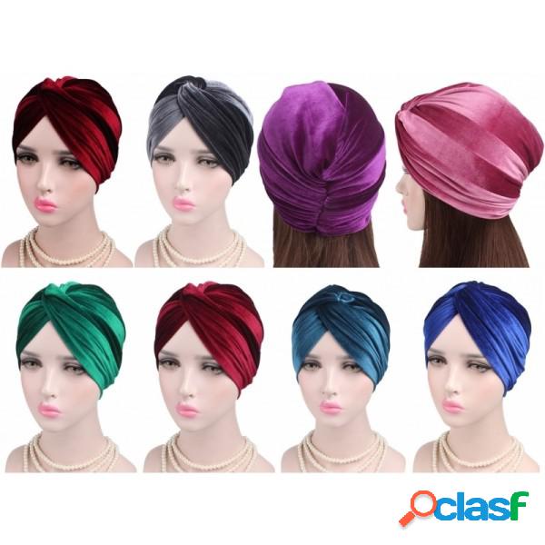 Trade Shop - Turbante Velluto Annodata Fascia Elastica Retro