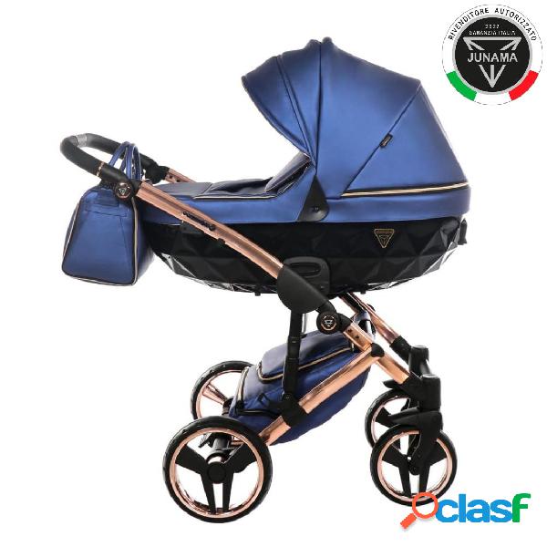 Trio Junama Diamond Fluo Pelle V2 Blu Telaio Oro Navicella