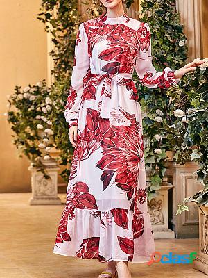 Turtleneck Shirt Sleeve Long Sleeve Ruffle Maxi Dresses