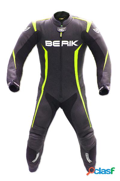 Tuta moto pelle racing Berik LS110529 intera Nero Bianco