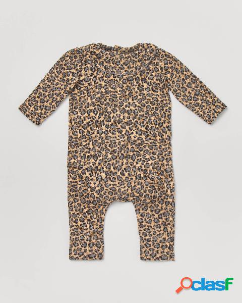 Tutina animalier con volants sul retro del colletto 3-9 mesi