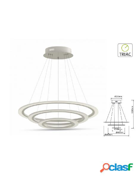 V-tac - lampada led a sospensione rotonda slim tripli anelli