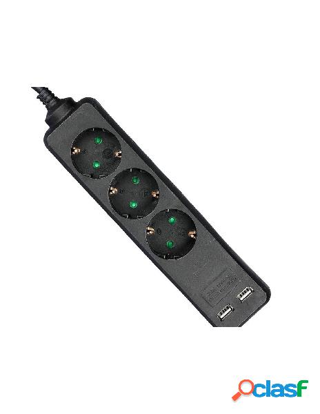 V-tac - multipresa ciabatta elettrica con 2 usb e 3 posti