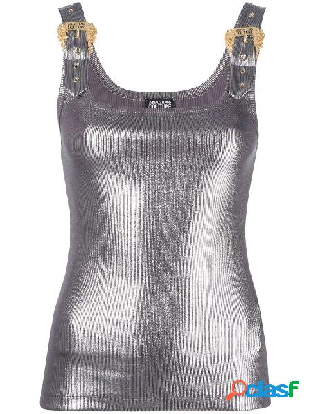 VERSACE JEANS COUTURE Canotta laminata a costine con fibbia