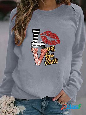 Valentine's Day Graphic Print Long Sleeve Round Neck Long