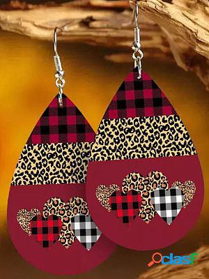 Valentine's Day Love Pu Leather Earrings