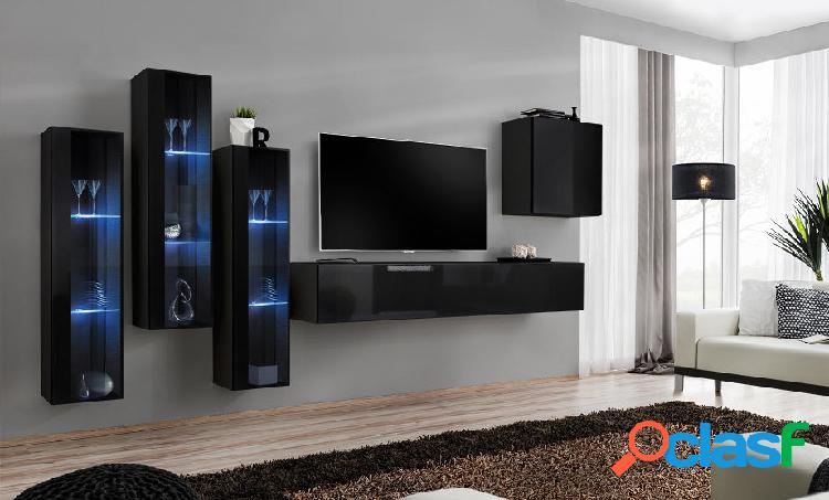 Valtena - Parete design moderno componibile con luci a led -