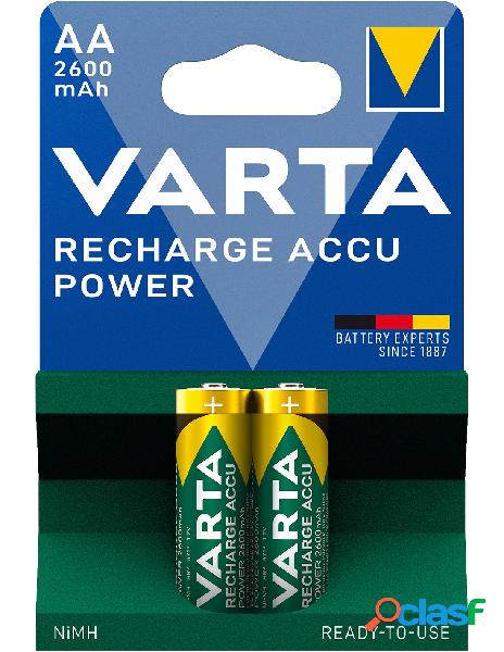 Varta - blister 2 batterie ricaricabili stilo aa 2600 mah