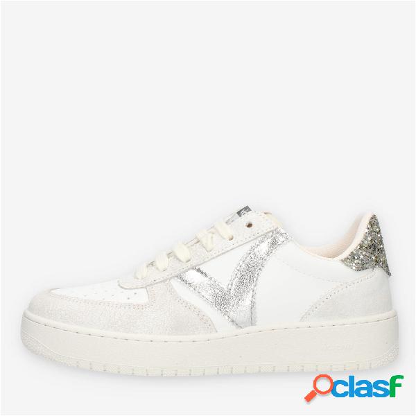 Victoria Sneakers bianche e argento da donna con glitter