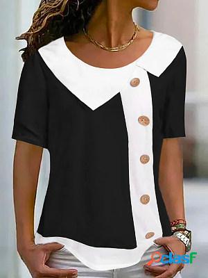 Vintage Color Matching Crew Neck Short Sleeve T-Shirt