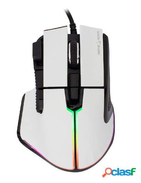 White shark - mouse gaming rgb usb 12000 dpi 9 tasti bianco