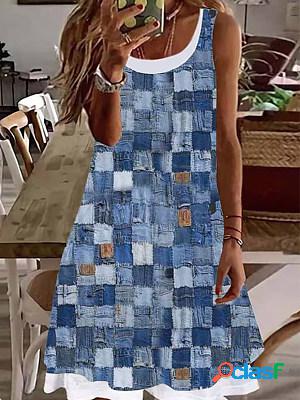 Women Casual Sleeveless Printed Short Dress