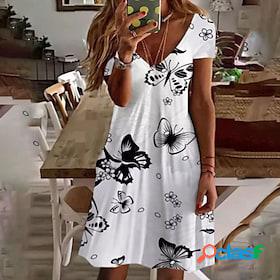 Womens A Line Dress Knee Length Dress Black White Pink