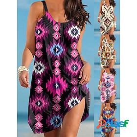 Women's Beach Dress Beach Wear Print Mini Dress Geometric