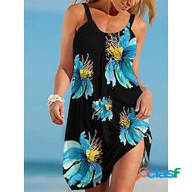 Women's Beach Dress Beach Wear Print Mini Dress Leaf Casual
