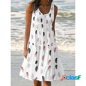 Women's Beach Dress Beach Wear Ruched Print Midi Dress