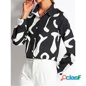 Women's Blouse Black Yellow Red Print Color Block Work