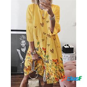 Womens Casual Dress Butterfly Print Dress SpringDress Crew