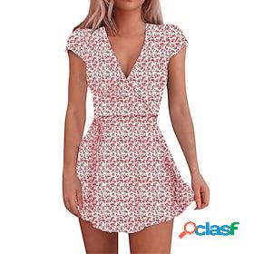 Womens Casual Dress Floral Floral Dress Print Dress V Neck