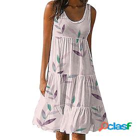 Women's Casual Dress Floral Tank Dress Tiered Dress Crew