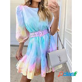 Women's Casual Dress Ombre Print Dress SpringDress Crew Neck