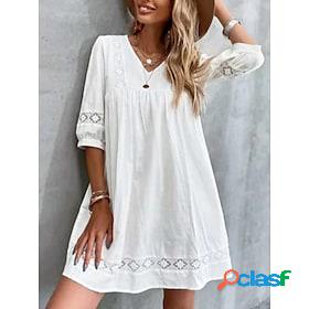 Women's Casual Dress Plain Loose Dress Plain Dress Crew Neck