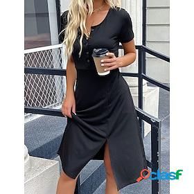 Womens Casual Dress Plain Sheath Dress Summer Dress Crew