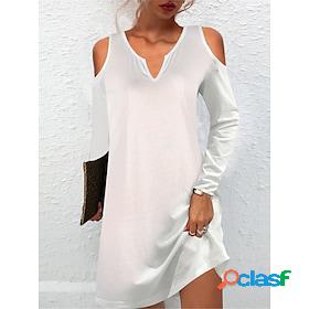 Womens Casual Dress Plain Shift Dress Plain Dress V Neck Cut