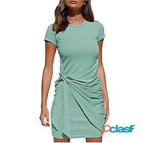 Womens Casual Dress Plain Summer Dress Plain Dress Crew Neck