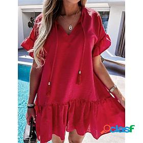 Womens Casual Dress Plain Summer Dress Plain Dress V Neck