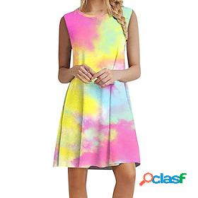 Women's Casual Dress Tie Dye Ombre Shift Dress Tank Dress