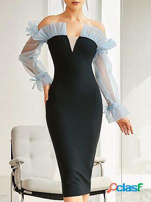 Women's Elegant Fashion New Mid Skirt Black Solid Color High
