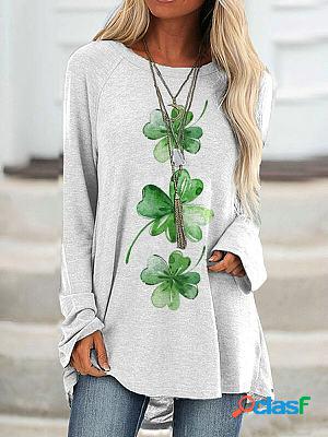 Womens Saint Patricks Day Sequined Lucky Casual Crew Neck