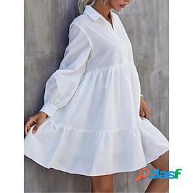 Womens Shirt Dress Casual Dress Tiered Dress Outdoor Daily