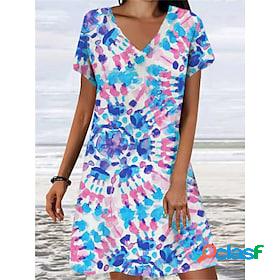 Womens T Shirt Dress Tie Dye Casual Dress T Shirt Dress Tee