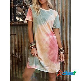 Womens T Shirt Dress Tie Dye Casual Dress T Shirt Dress Tee