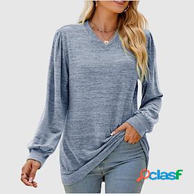 Womens T shirt Tee Basic Basic Solid / Plain Color Puff