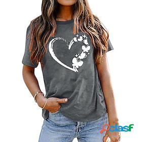 Women's T shirt Tee Basic Print Basic Butterfly Heart