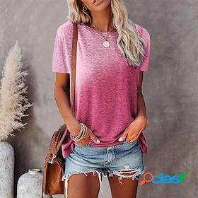 Womens T shirt Tee Pocket Basic Tie Dye Gradient Color