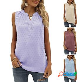 Womens Tank Jacquard Basic Basic Solid / Plain Color V Neck