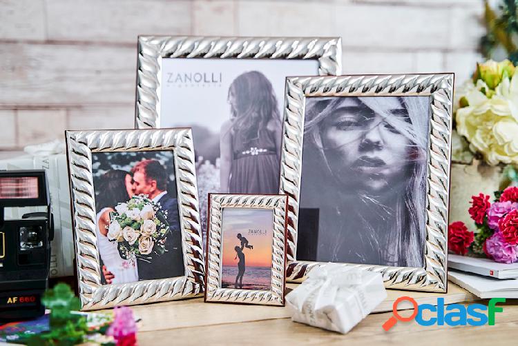 Zanolli Cornice Portafoto argento bilaminato con decorazione