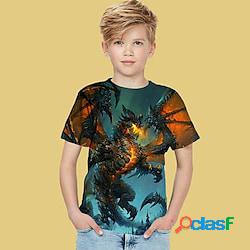 bambini ragazzi drago 3d stampa t shirt manica corta grigio