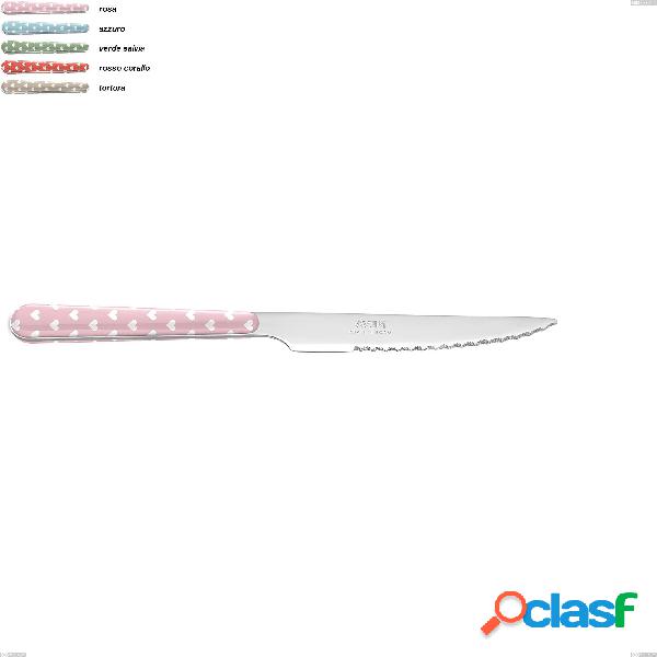coltello bistecca Cuoricini neva, acciaio 18-10 decorata in