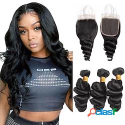 fasci di onde sciolte con chiusura capelli umani 3 fasci con