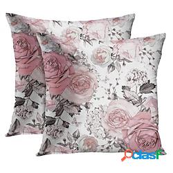 fiori rosa foglie doppio lato cuscino federa 2pc morbida