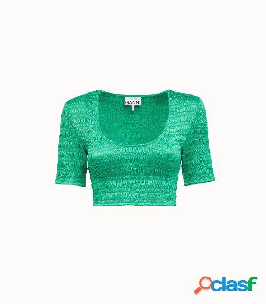 ganni top in cotone crinkled