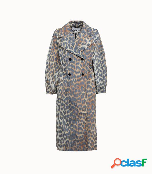 ganni trench crispy stampa leopard