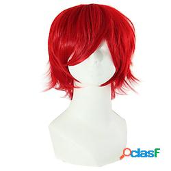 parrucca sintetica riccia asimmetrica parrucca corta rossa